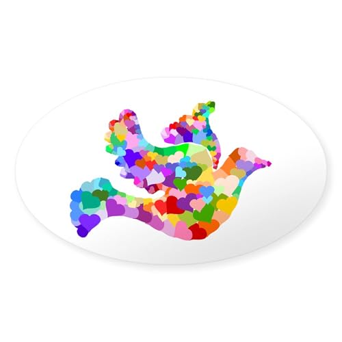 Clear - Rainbow Dove of Hearts