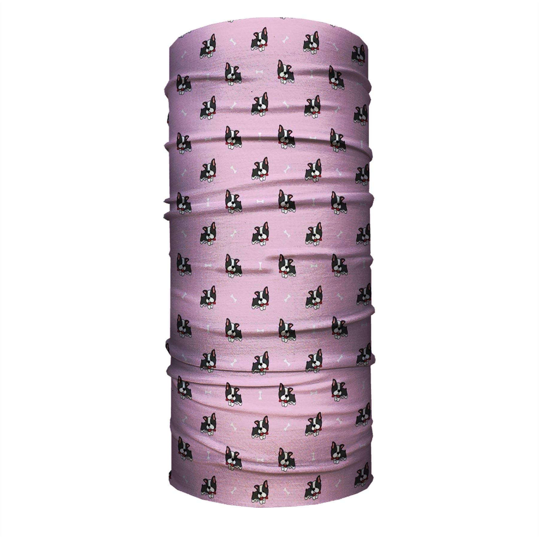 Pink Boston Terrier Face Mask - Washable Dog Bandana for Outdoor Walks