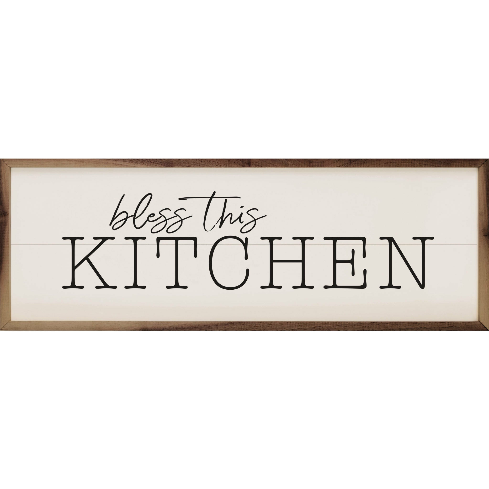 Bless This Kitchen Wood Framed Print - Inspirational Home Decor for Farmhouse, Cottage & Rustic Kitchens - Perfect Wall Art for Dining Room & Cozy Cooking Spaces