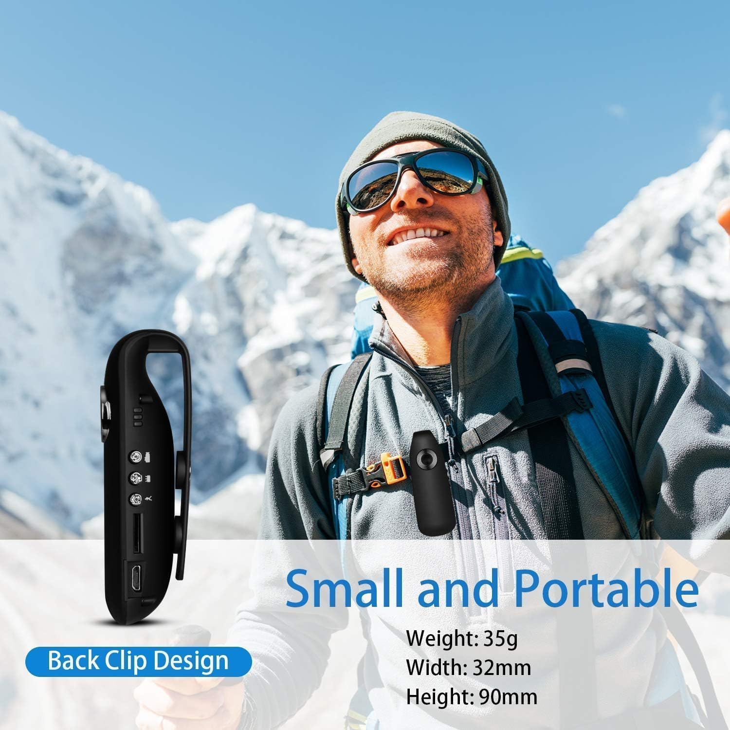 Bextgoo 1080P HD Mini Body Camera with 32GB TF Card - Spy & Security Camera with PIR Motion Detection, Video Recording for Office, Meeting, Bike Riding, Hiking - Compact Indoor & Outdoor Surveillance Solution