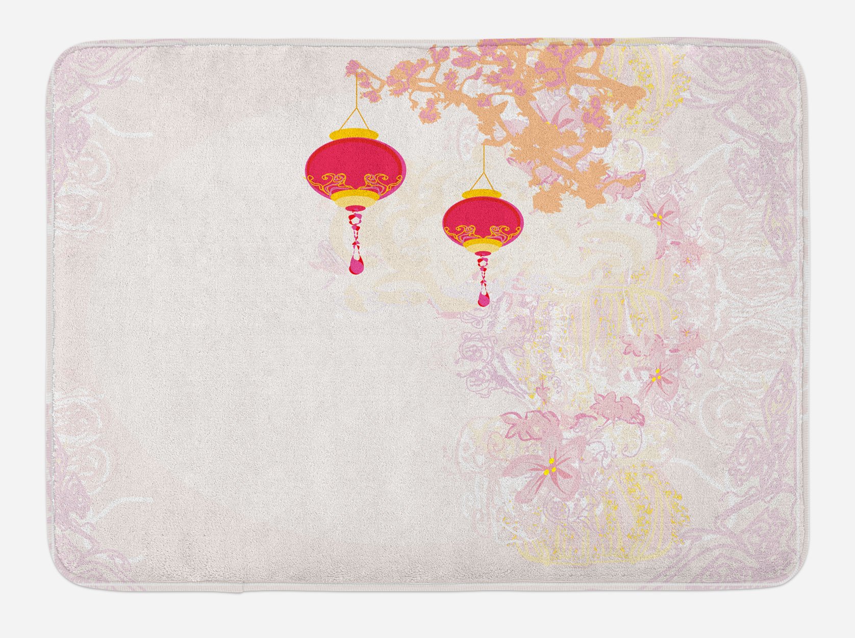 Ambesonne Soft Plush Pastel Bath Mat with Non-Slip Backing - Abstract Chinese New Year Celebration Design, 30.2