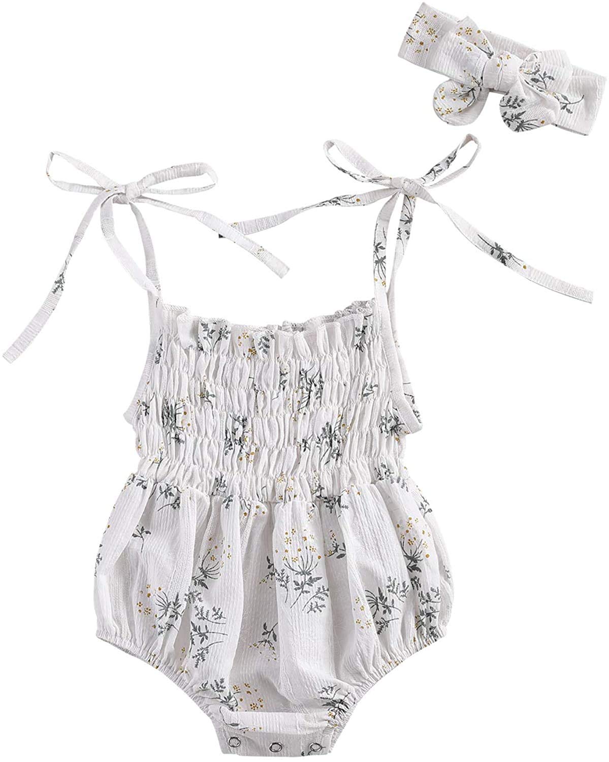 Newborn Baby Girl Summer Clothes - Spaghetti Strap Floral Romper Onesie | Soft Cotton Outfit for Toddlers | Perfect for Playdates, Beach Trips & Photo Shoots