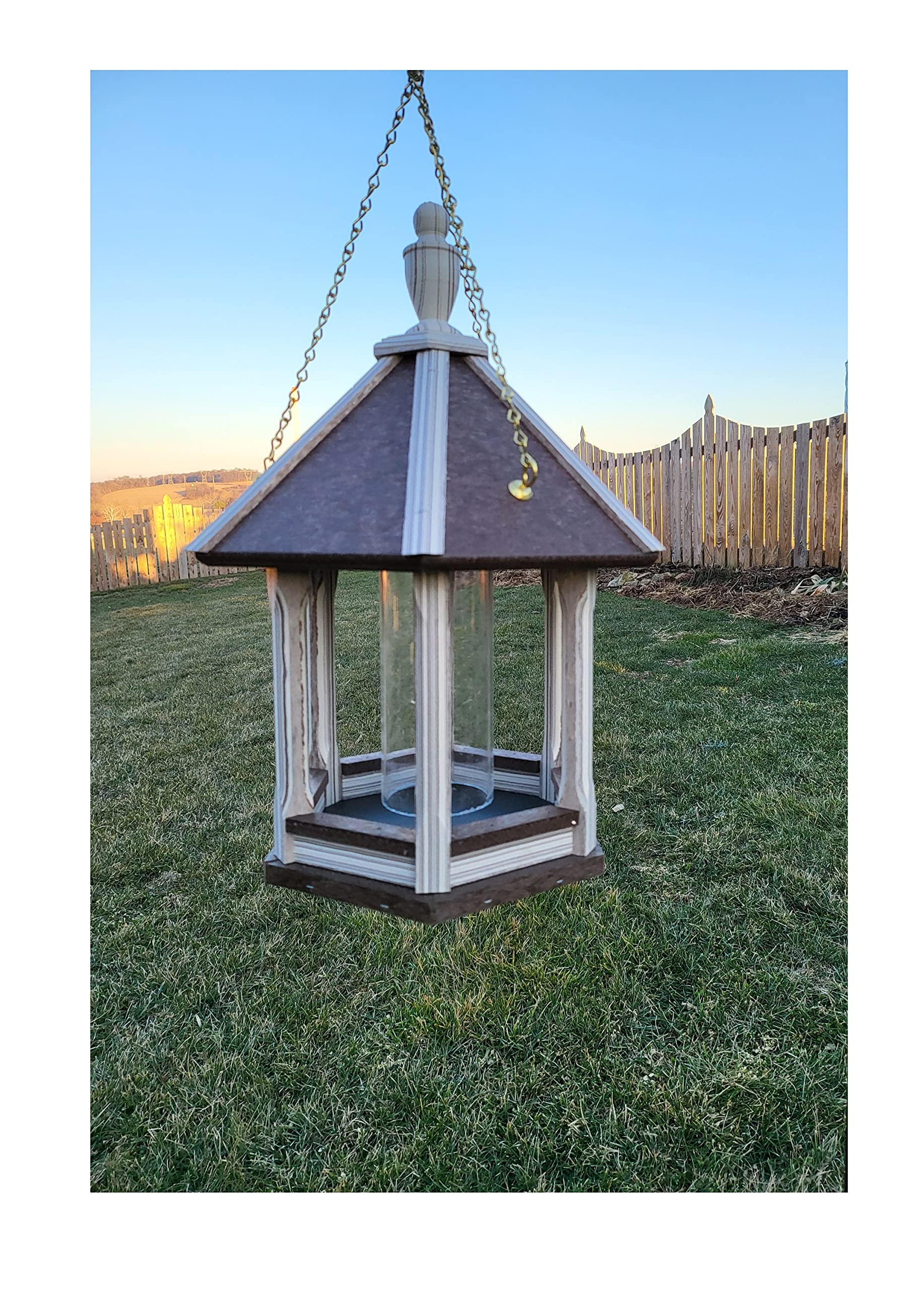 Premium Amish-Made Hanging Bird Feeder - Durable Poly Lumber Weather-Resistant Feeding Tube for Outdoor Garden (Hanging or Post Mounted Options) - Attract Cardinals, Finches & Wild Birds to Your Backyard