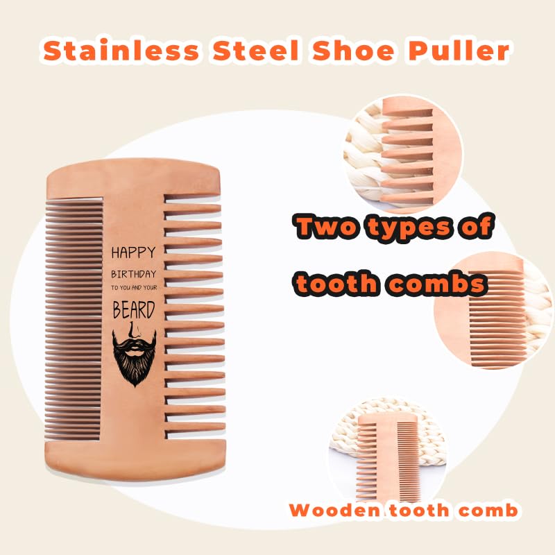 Wooden Beard Comb for Men - Perfect Birthday Gift for Husband, Boyfriend, Dad & Teen Boys | Grooming & Styling Tool for Beards | Ideal for Daily Use, Travel & Special Occasions
