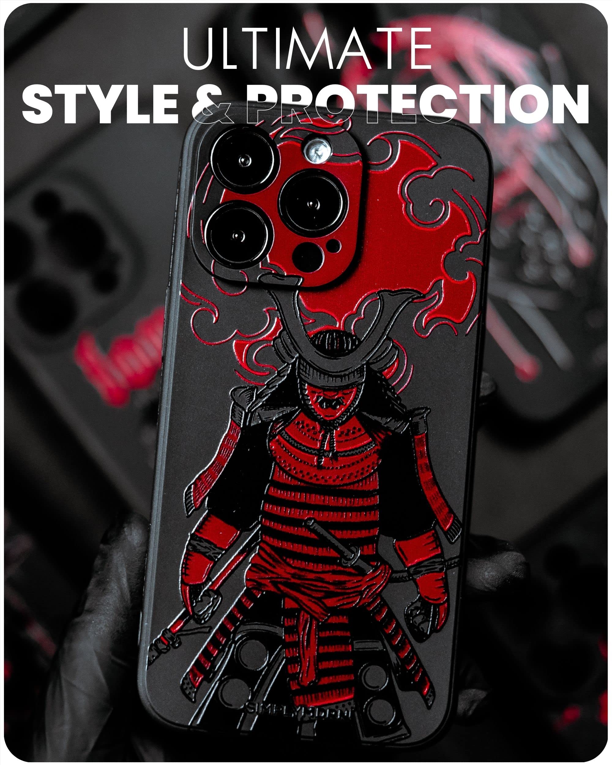 Slim iPhone 12 Pro Max Case - Warrior Design Fighter Assassin Phone Cover - Ultra Thin Flexible Protective Case for Men (Sinister Black) - Perfect for Daily Use, Gaming & Outdoor Activities