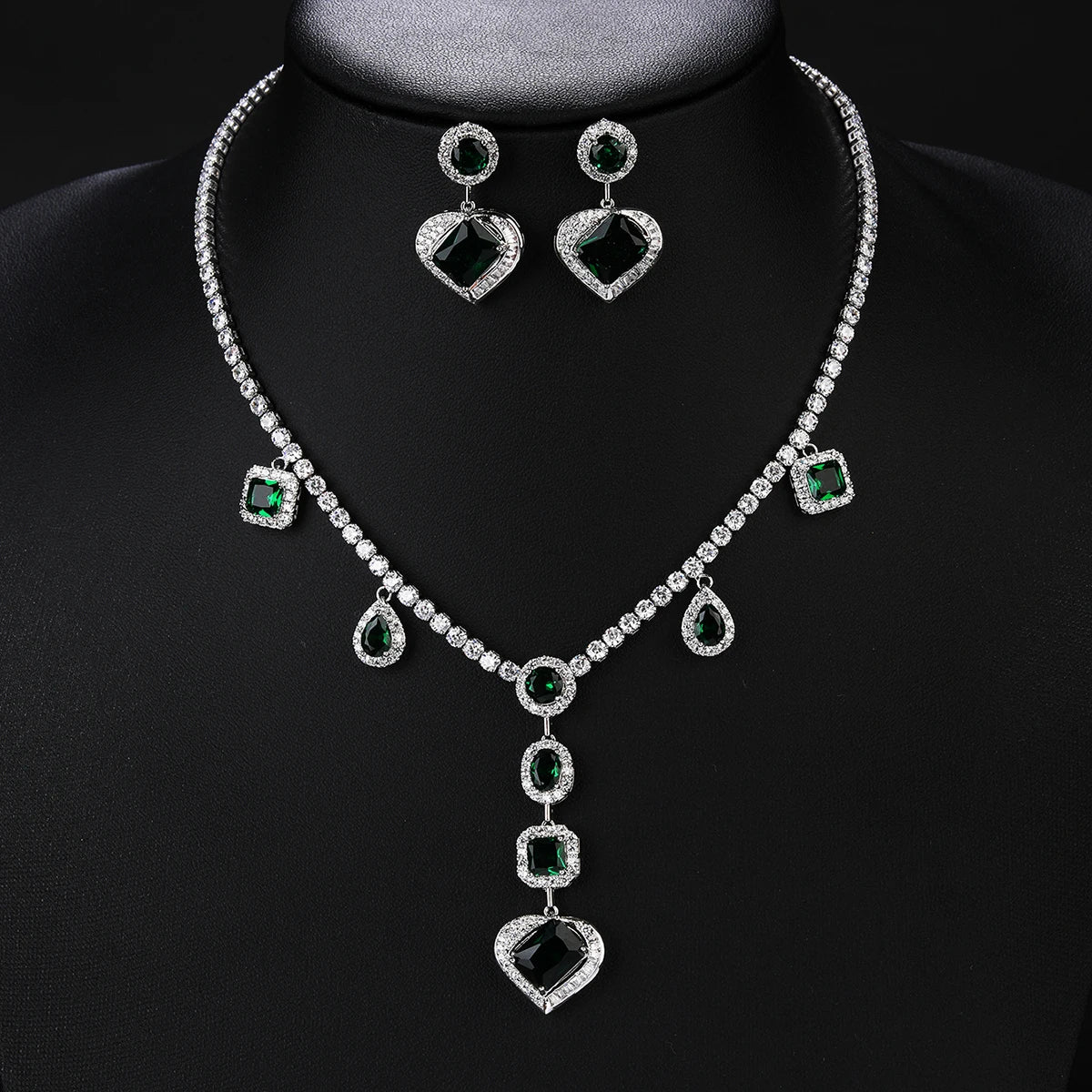 4-Piece High-Quality Cubic Zirconia Heart Shape Bridal Jewelry Set - Necklace & Earrings for Women, Wedding, Anniversary & Party Accessories | Elegant Gift for Her