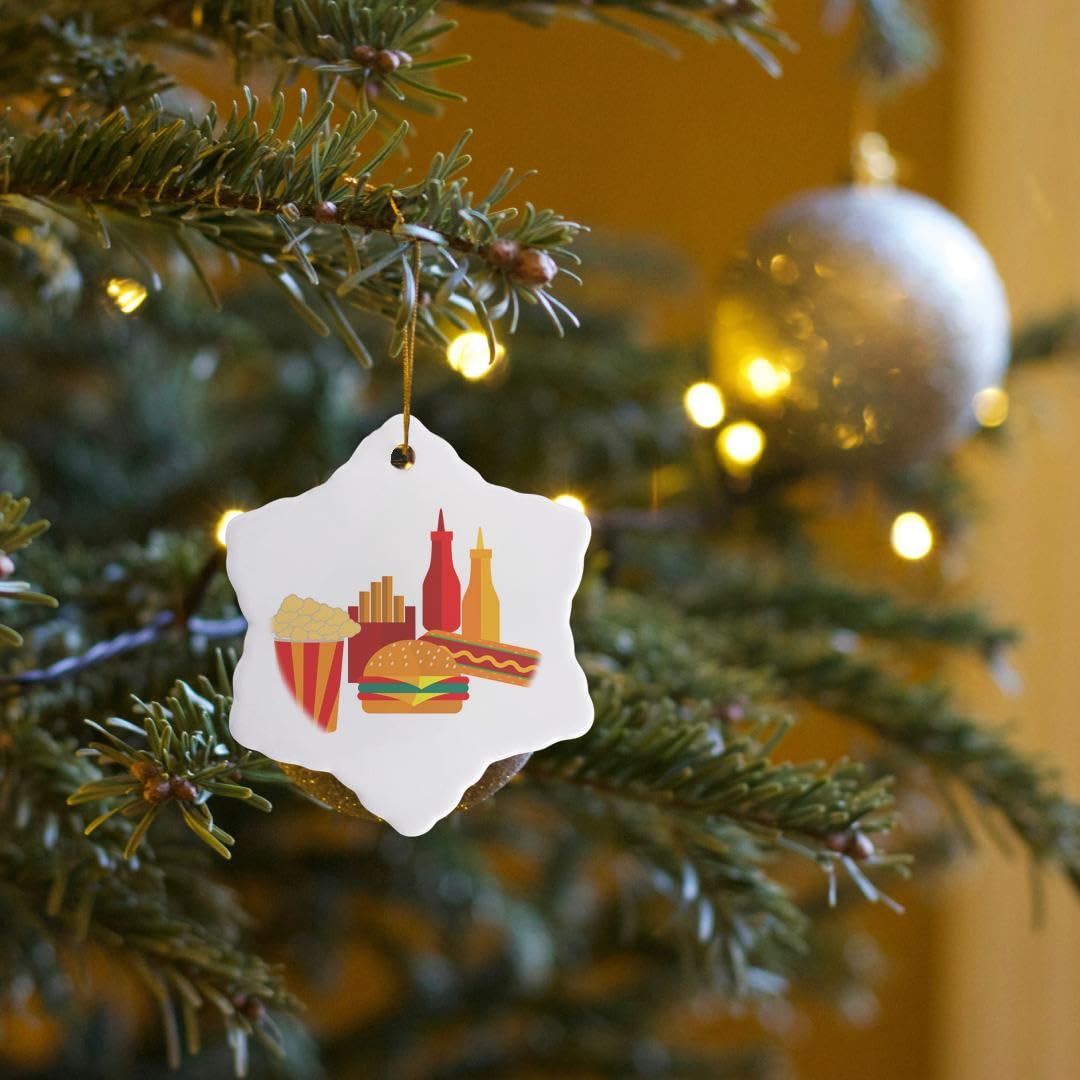 3D Printed Fast Food Snowflake Ornament - 3 Inch Holiday Decoration for Christmas Tree, Home Decor & Gift Giving