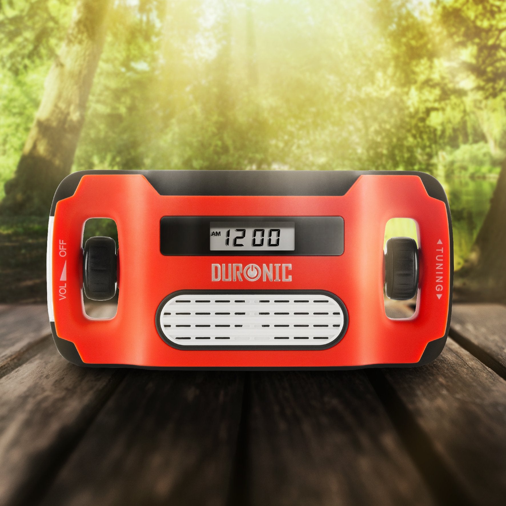 Duronic Solar Powered Flashlight & AM/FM Radio - Rechargeable, Portable, 3 Charging Methods (Solar, Hand Crank, Battery-Free) with Adjustable Antenna | Perfect for Camping, Hiking, Emergencies & Outdoor Adventures