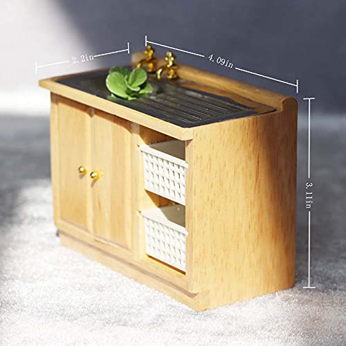 1:12 Scale Miniature Dollhouse Kitchen Sink & Bathroom Basin Set - Belfast Style Cabinet Sink Unit Accessories for Dollhouse Decor, DIY Mini Scenes & Model Home Furnishings - Perfect for Dollhouse Collectors, Miniature Enthusiasts & DIY Craft Projects