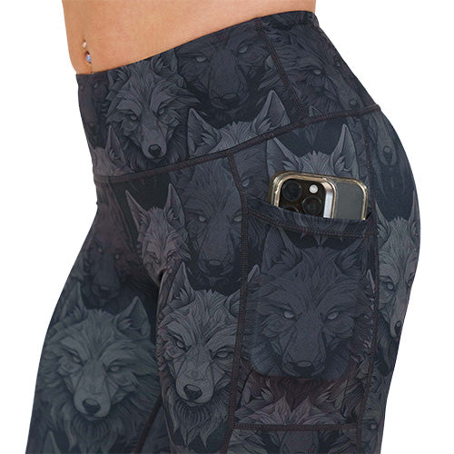Shadow Wolves Leggings for Women - High Waisted Yoga Pants with Pockets, Soft & Stretchy Workout Leggings - Perfect for Gym, Running, Lounge & Everyday Wear