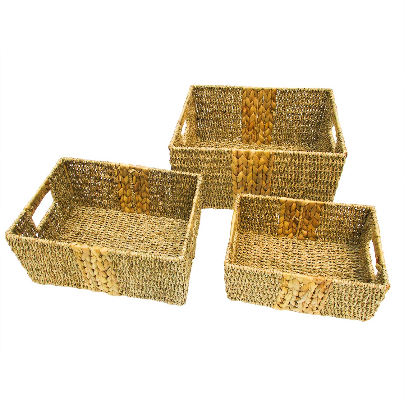 Trademark Innovations 3-Piece Rectangle Bathroom Storage Basket Set - Organize Towels, Toiletries & Essentials for Bathroom, Vanity & Closet Organization