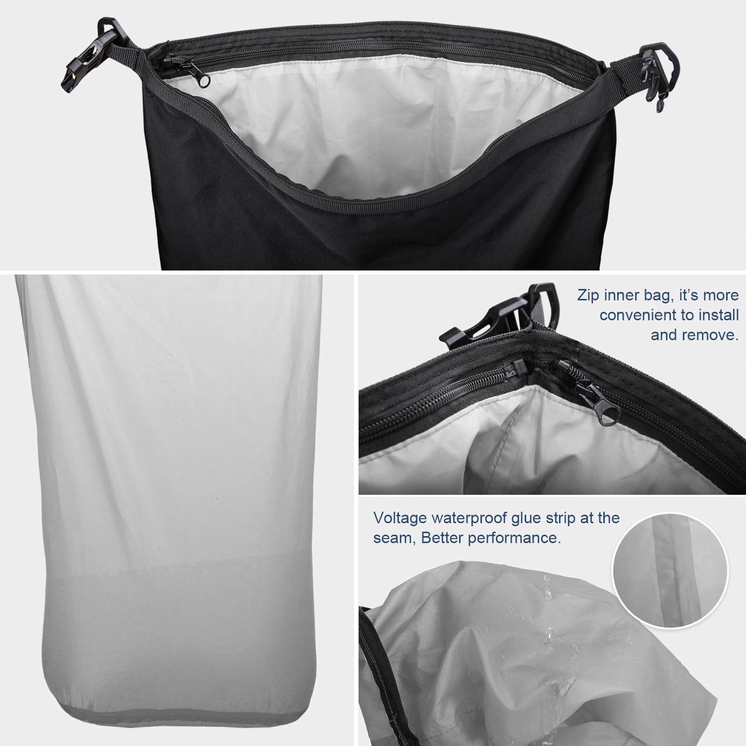 Rhinowalk 10L/20L/30L Waterproof Motorcycle Pannier Bag - Durable Rear Rack Trunk Seat Storage for Bikes - Perfect for Commuting, Touring & Adventure Rides (Black, 10L)