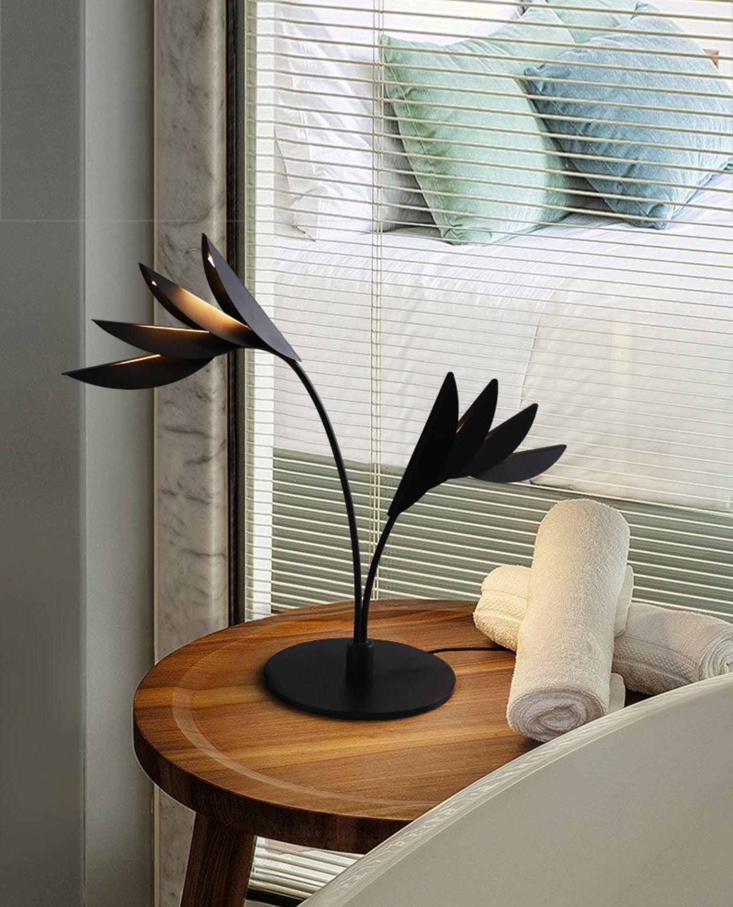 Double Leaf Table Lamp - Modern LED Desk Light with Adjustable Brightness for Bedroom, Office & Study Room - Perfect for Reading, Working & Relaxing