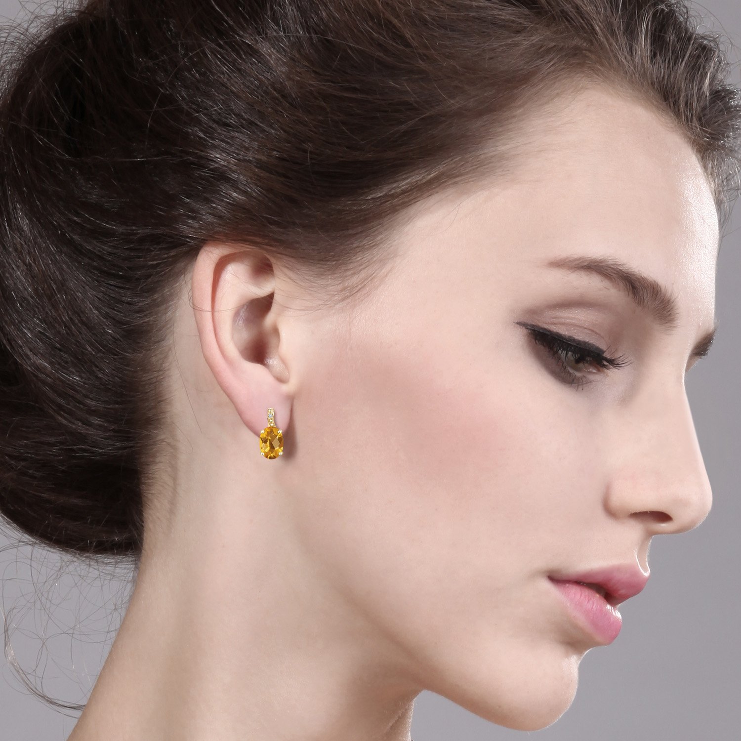 10K Yellow Gold 8X6MM Oval Birthstone & Diamond Earrings for Women | Elegant Gemstone Jewelry for Birthdays, Anniversaries & Special Occasions