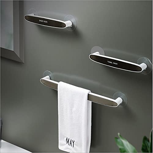 Savoryhive No Drill Self Adhesive Wall Mount Towel Rack - Multi-Functional Bathroom/Kitchen/Toilet Organizer - Plastic Towel & Slipper Holder (25cm) for Home, Office, RV, and Dorm Use