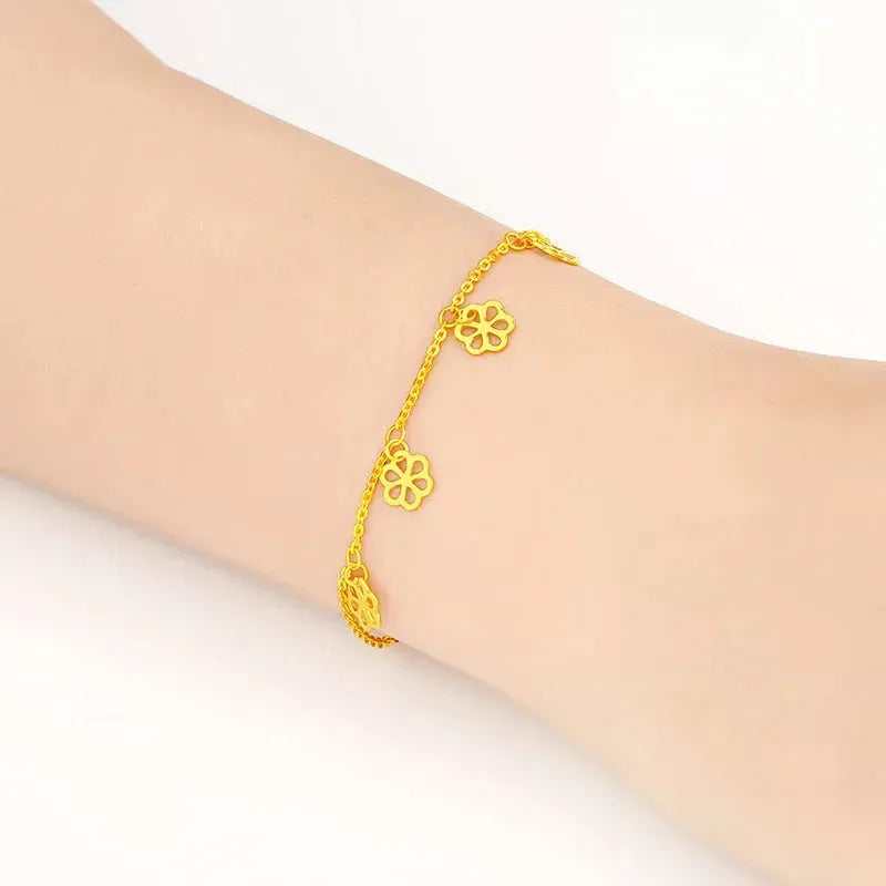 24K Pure Gold Bracelet 999 Solid Gold Bangle - Upscale Romantic Classic Jewelry for Women | Perfect for Weddings, Anniversaries & Special Occasions | Hot New 2023 Trend