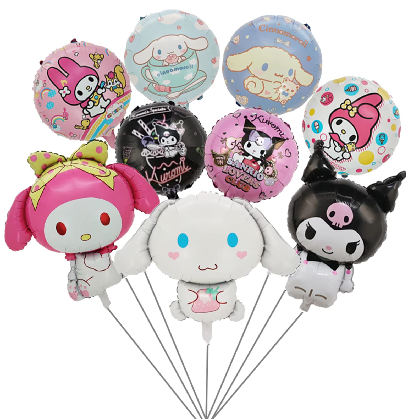 9Pcs Cute Anime Party Balloons - Double Sided Aluminum Film Balloons for Birthday Decorations, Anime Theme Party Supplies, Kawaii Home Decor & Photo Backdrop (Perfect for Cosplay Events, Baby Showers & Themed Celebrations)