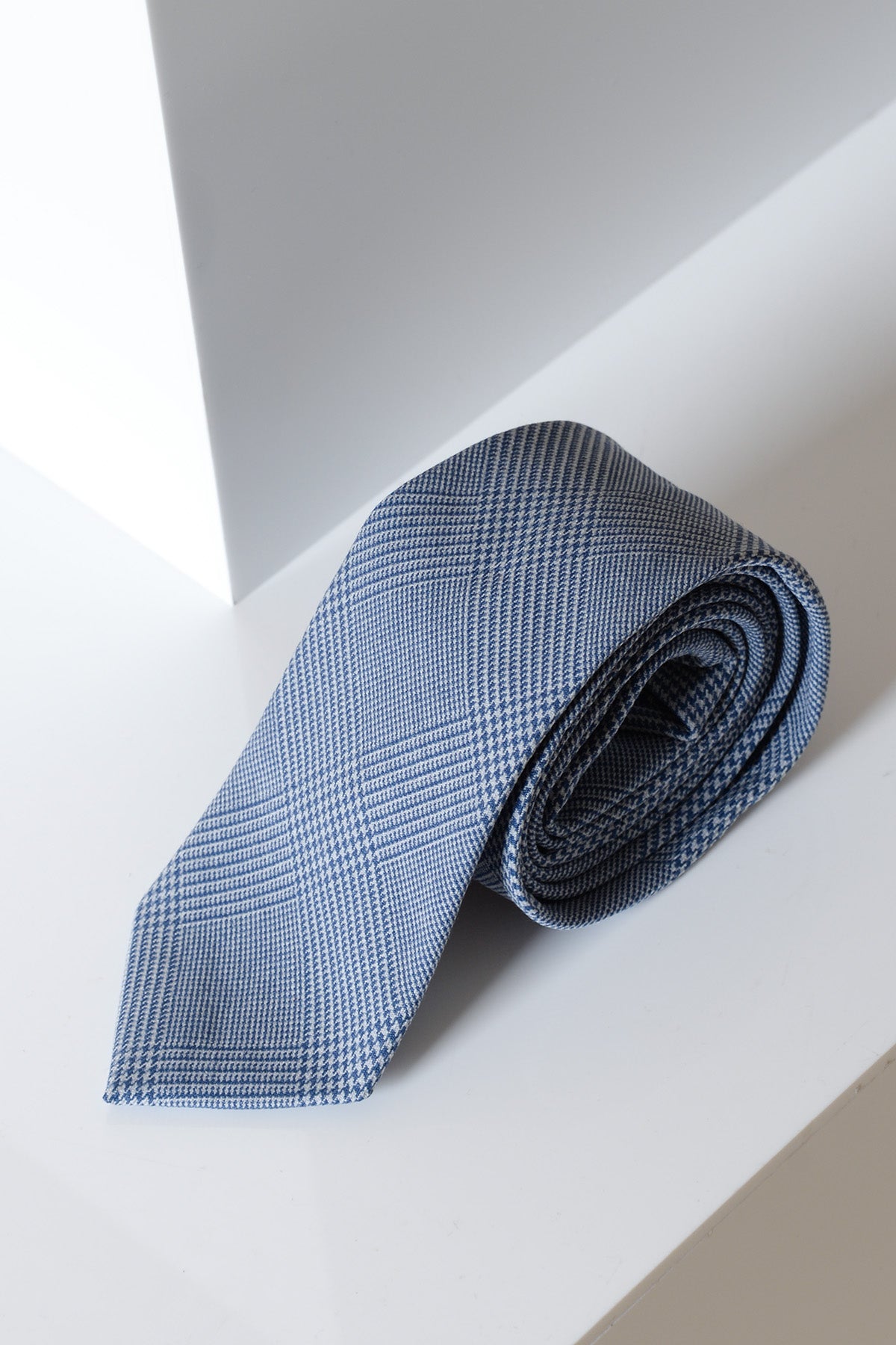 BROMLEY Sky Check Tie for Men | Classic Plaid Necktie | Perfect for Business, Weddings & Formal Occasions
