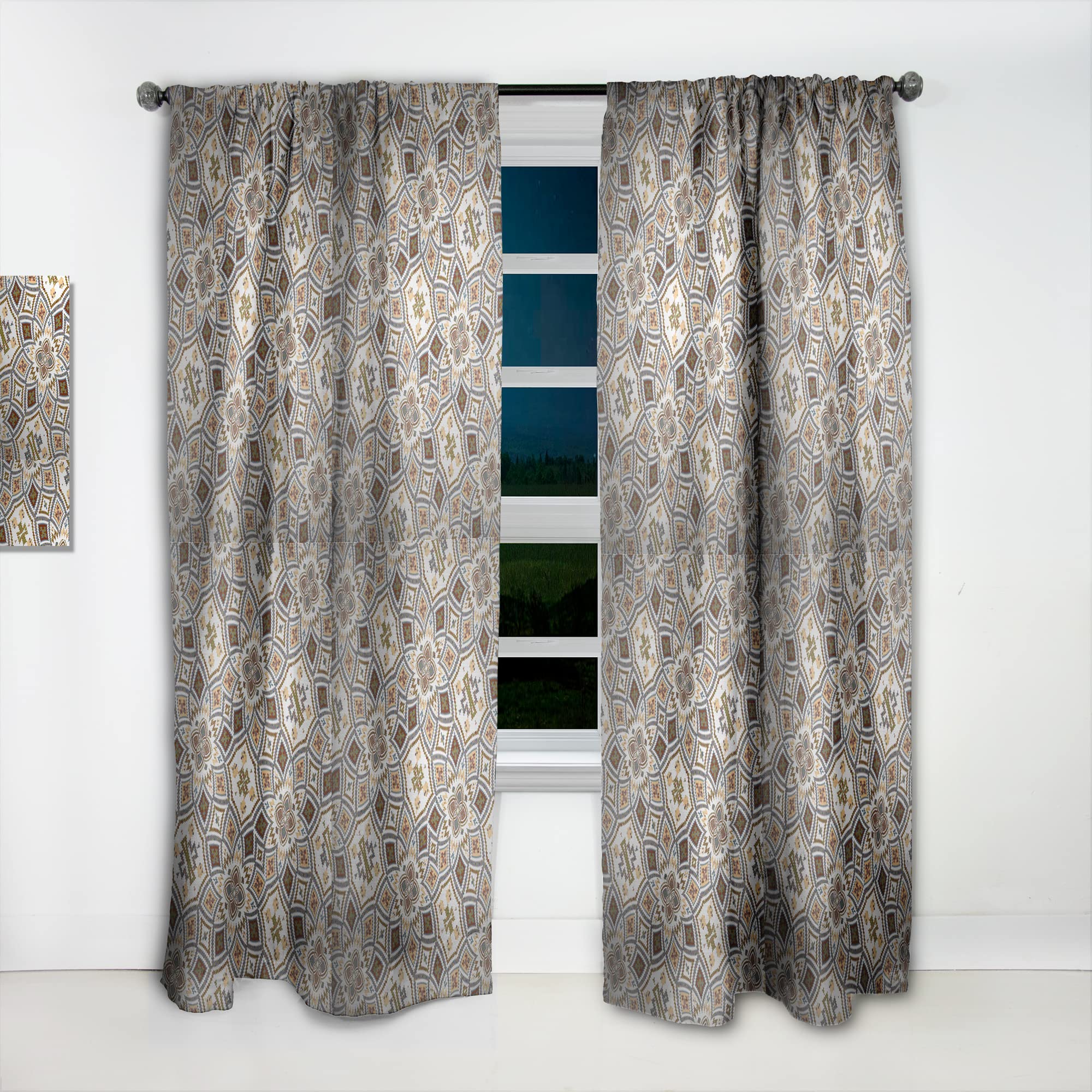 DesignQ Arabic Mosaic Ceiling Thermal Insulated Curtains - Single Panel 52x108 - Elegant Window Treatments for Bedroom & Living Room | Perfect for Home Decor, Privacy & Temperature Control