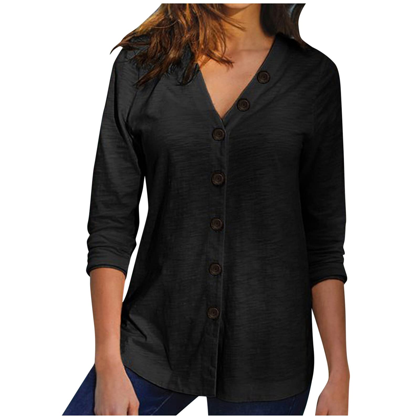 Women's V-Neck Long Sleeve Solid Color Crop Cardigan Sweater - Casual Fashion Tops for Fall & Winter, Office Wear, Date Night Outfits