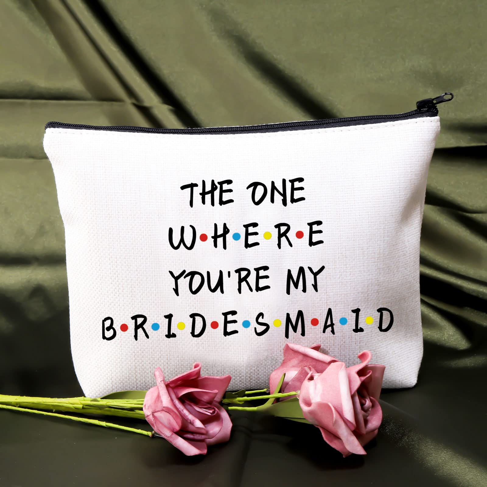 Elegant Bridesmaid Makeup Bag - Thoughtful Wedding Gift for Bride, Sister & Friends - Perfect for Bridal Shower, Bachelorette Party & Proposal - Cosmetic Organizer for Wedding Party Favors (Ideal for Bridesmaids & Maid of Honor) - Great for Travel, Spa Days & Everyday Use