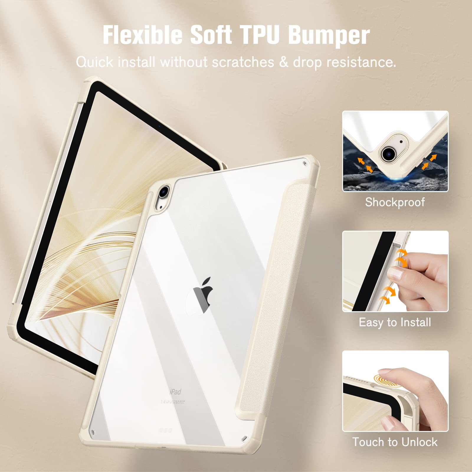 FINTIE Ultra Slim Lightweight Clear Case for iPad Air 11 Inch (2024/5th Gen/4th Gen 10.9