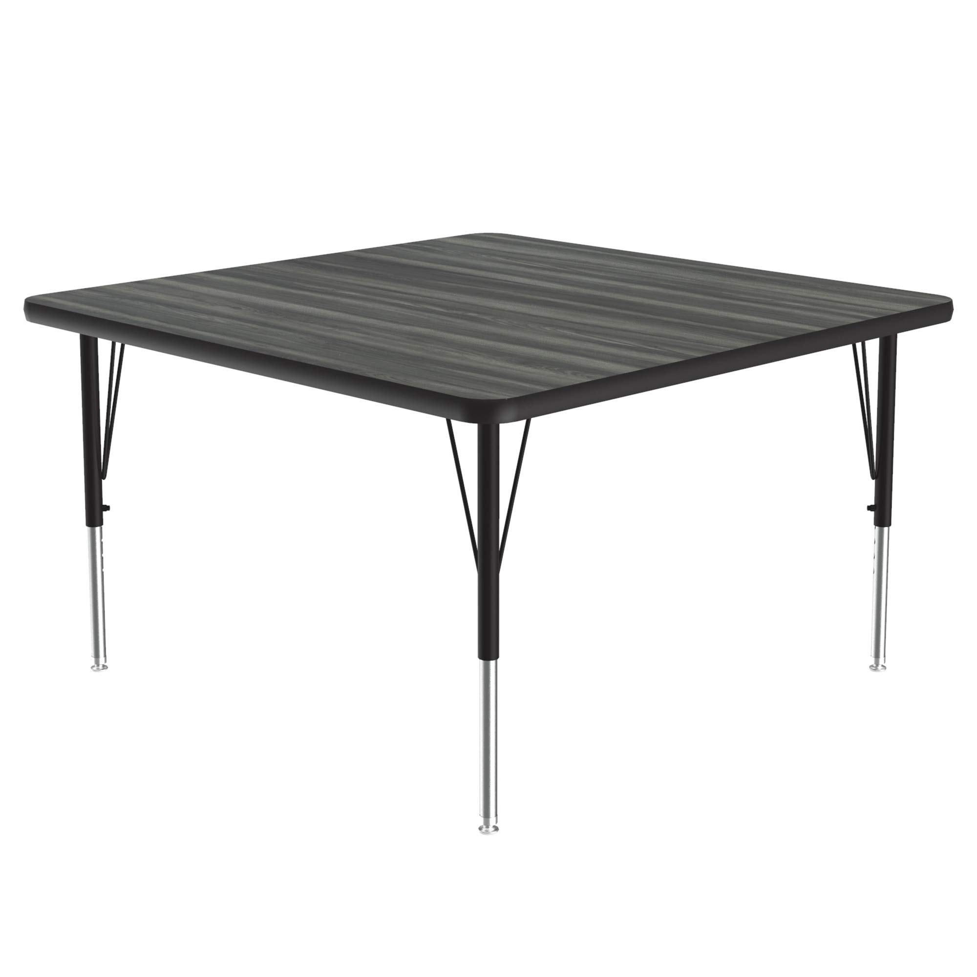Correll 48x48 Inch Adjustable Height Square Activity Table - Durable High Pressure Laminate Top in New England Driftwood - Perfect for Classrooms, Homeschooling & Study Areas - School Furniture (A4848-SQ-52)