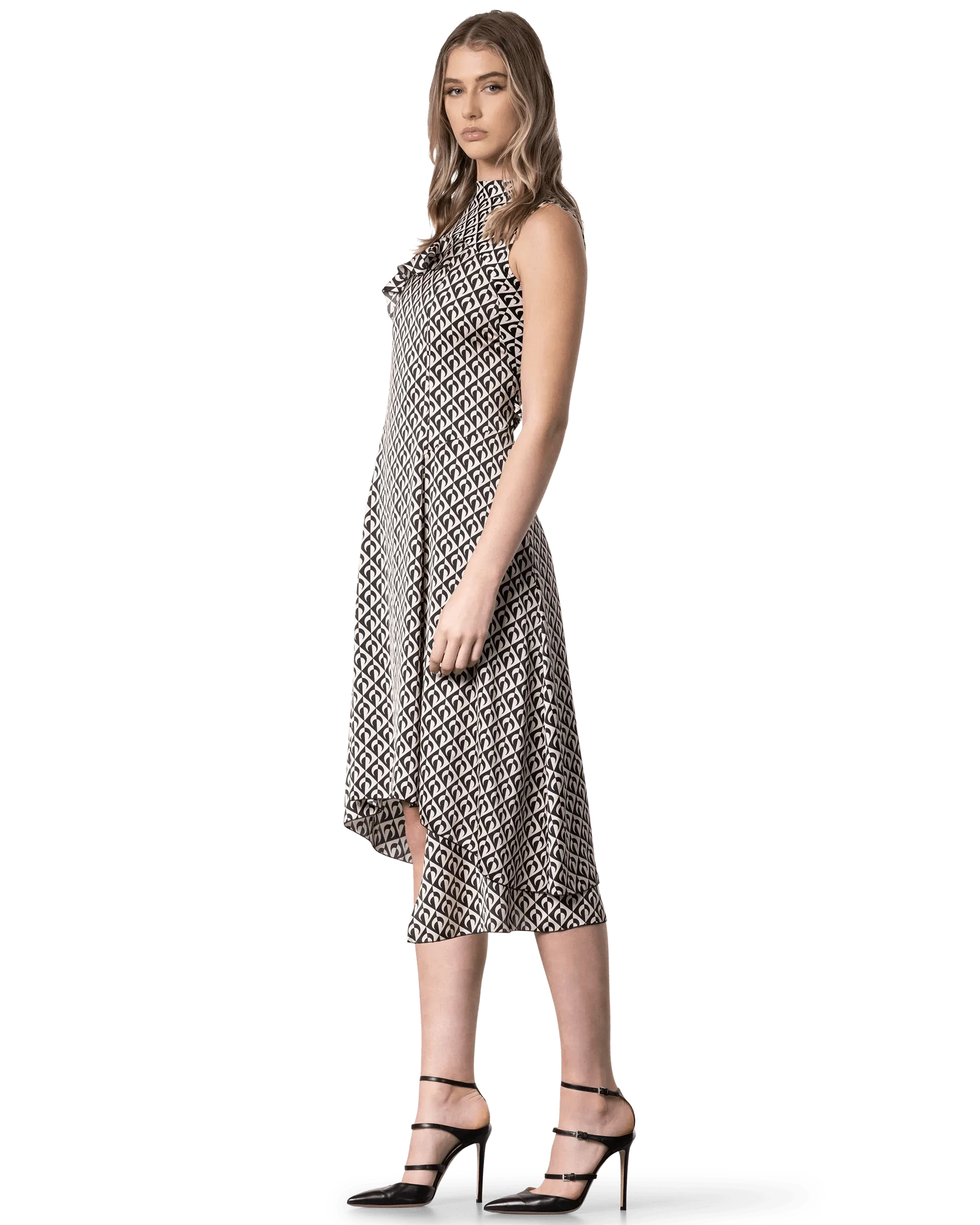 Moon Print Midi Dress - Floral Celestial A-Line Summer Dress for Women | Perfect for Beach Vacations, Date Nights & Boho Parties