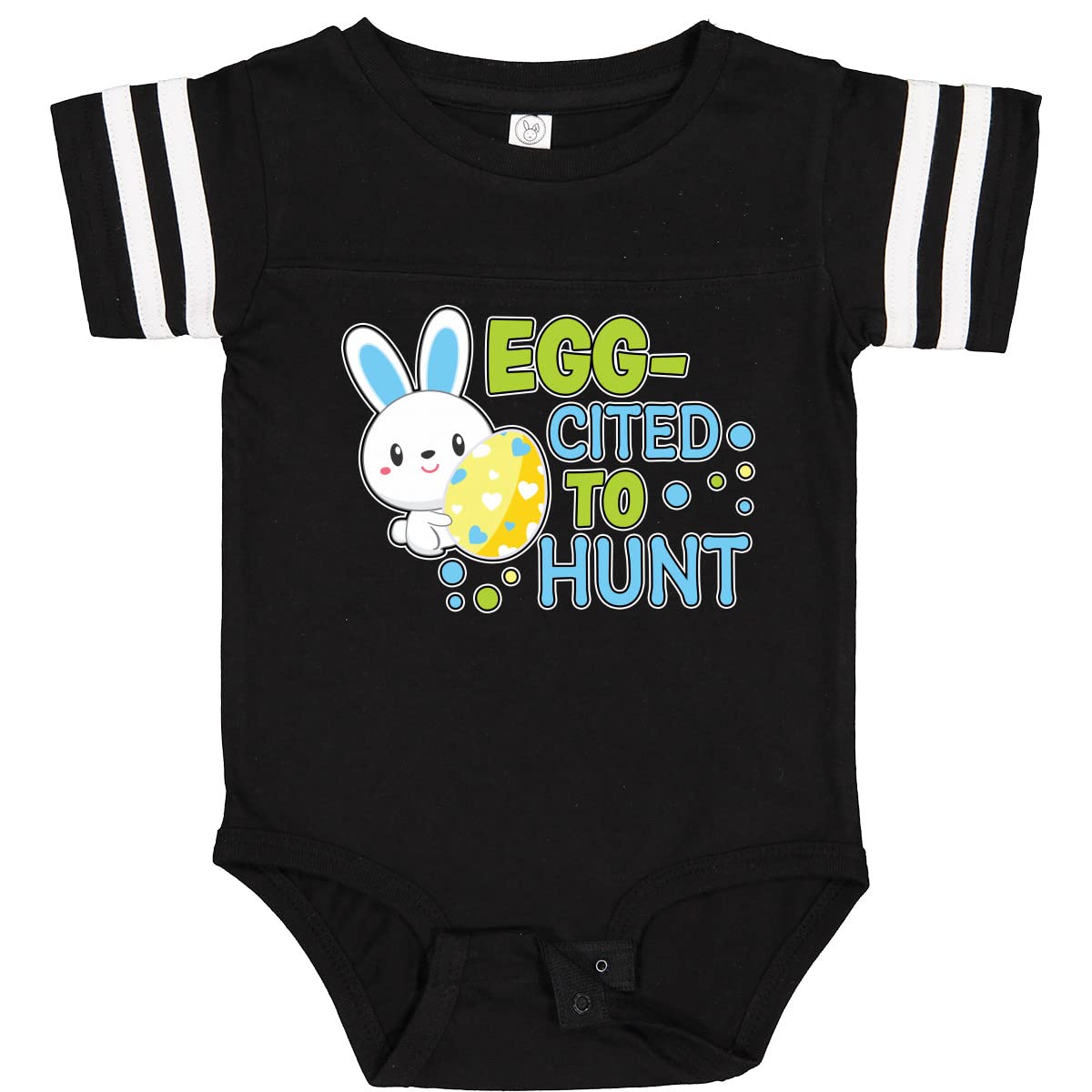 Inktastic Eggcited to Hunt with Bunny Holding Easter Egg Baby Bodysuit - Cute Easter Outfit for Infants & Toddlers - Perfect for Easter Egg Hunts, Family Photos & Spring Celebrations