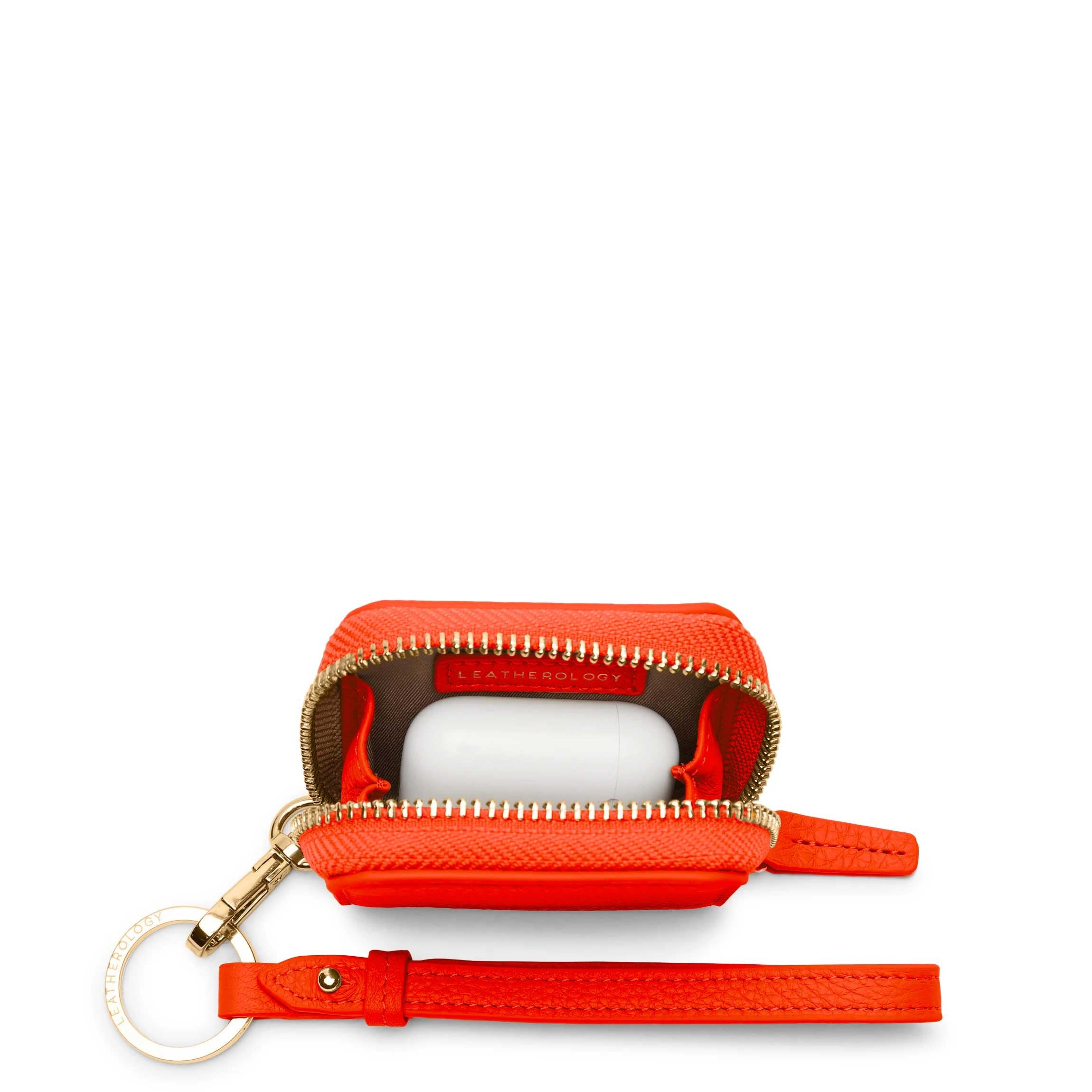 Portable Wristlet AirPod Case with Keychain - Stylish & Protective Cover for AirPods 1/2/3 Pro - Perfect for Gym, Travel & Everyday Use (Clementine Orange)