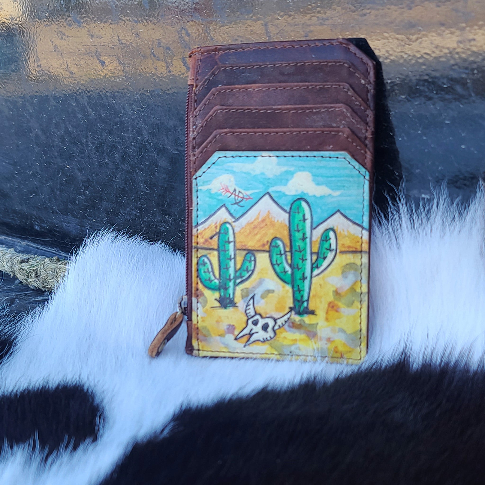 American Darling Desert Painted Leather Card Holder - Slim RFID Blocking Wallet for Women & Men | Perfect for Travel, Everyday Use & Gift Giving