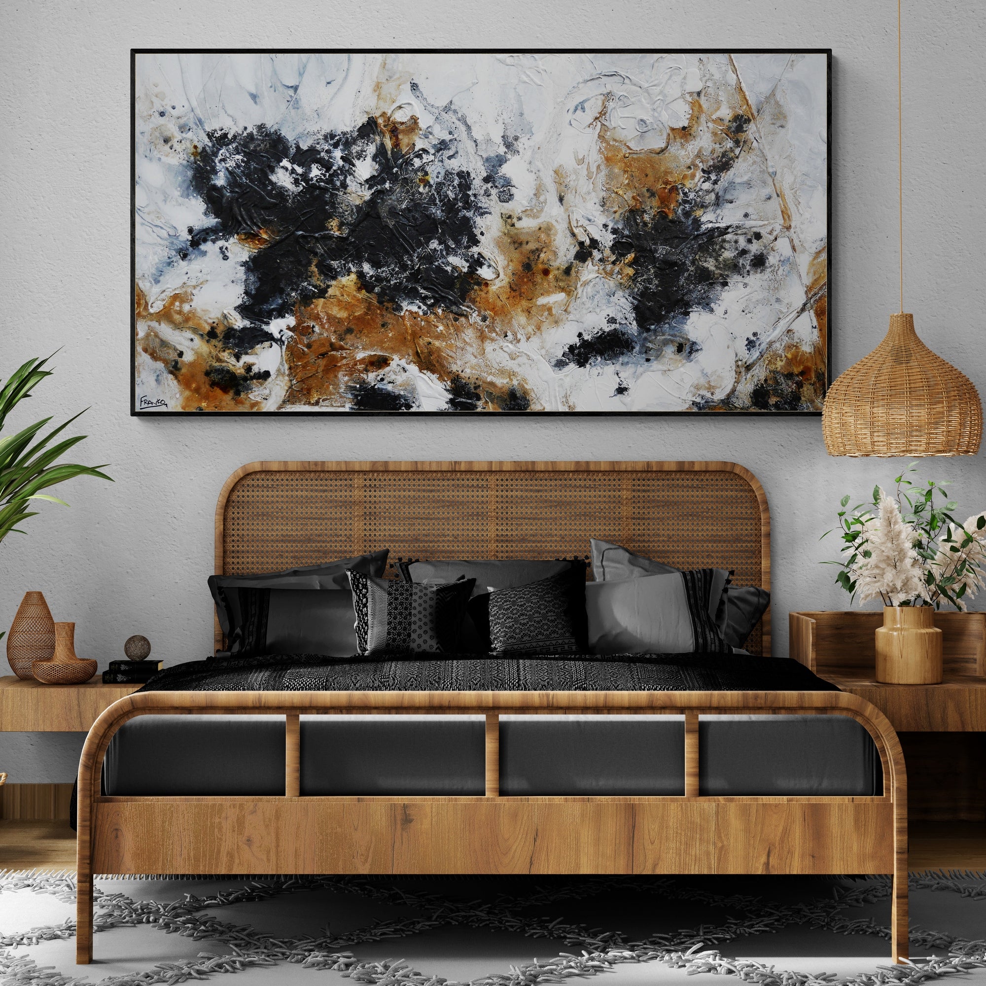 Luna 190cm x 100cm Textured Abstract Canvas Art - Modern Wall Decor for Living Room, Bedroom & Office