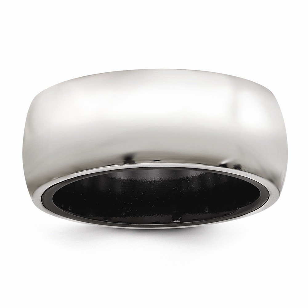 Black Titanium & 925 Sterling Silver Men's Domed Wedding Band Ring - Durable & Hypoallergenic Wedding Ring for Men, Perfect for Engagement, Anniversary and Everyday Wear