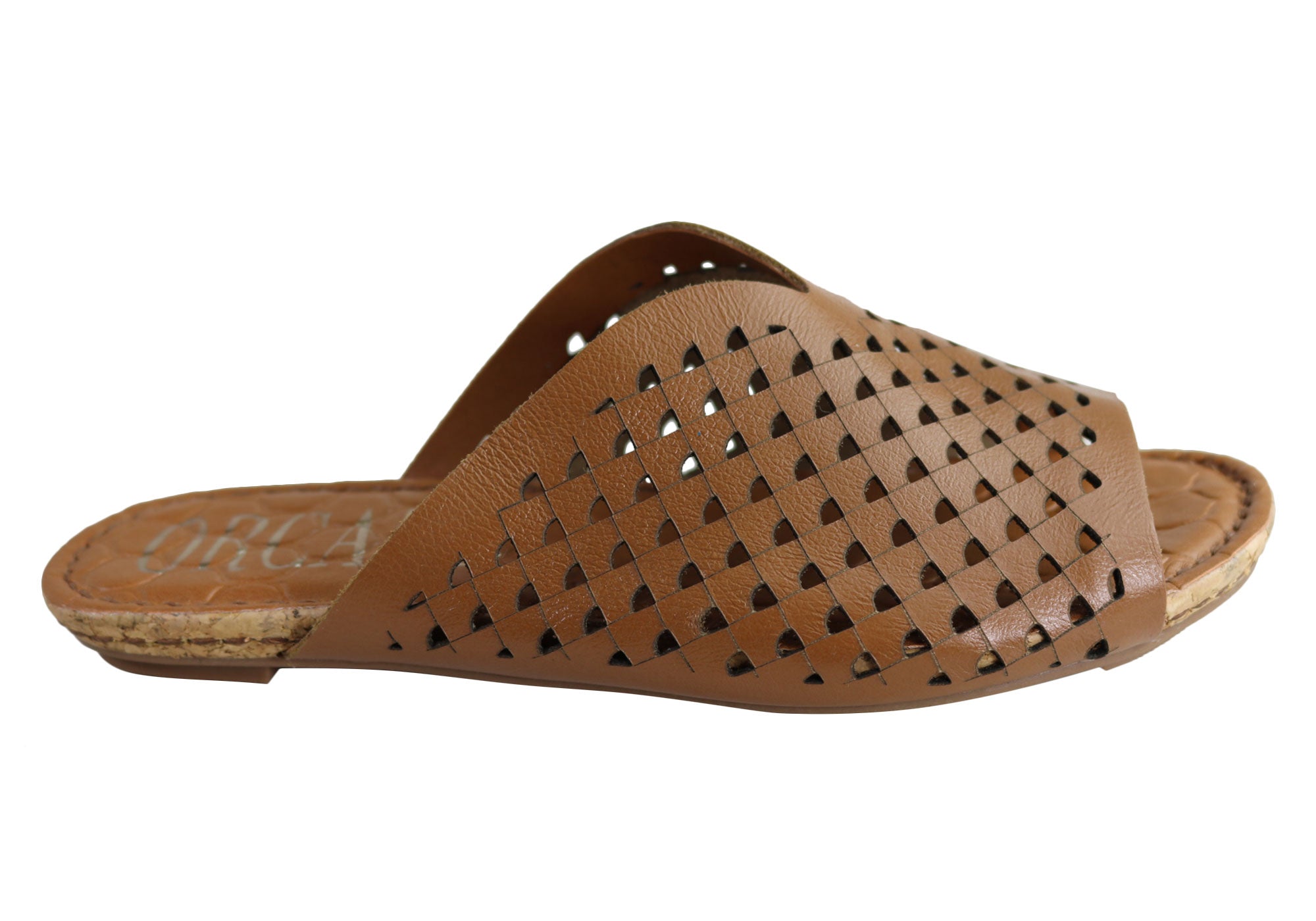 Orcade Natalie Women's Comfort Leather Slides Sandals - Made in Brazil - Perfect for Beach, Pool & Summer Casual Wear