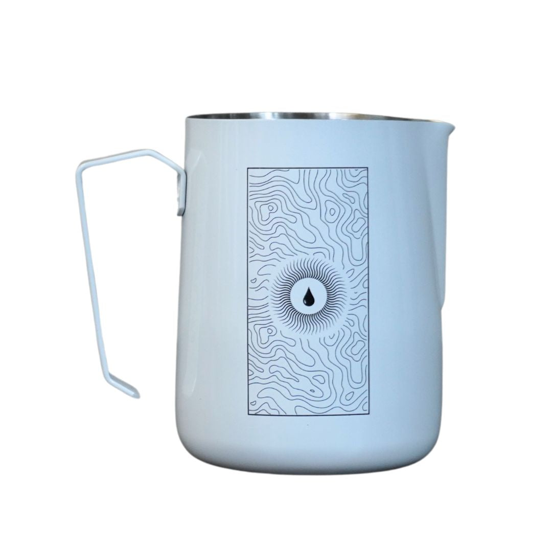 Heavy Duty Milk Frothing Pitcher with Round Spout - Professional Barista Espresso Steaming Jug for Latte Art, Coffee, Cappuccino & Hot Chocolate - Perfect for Home & Café Use