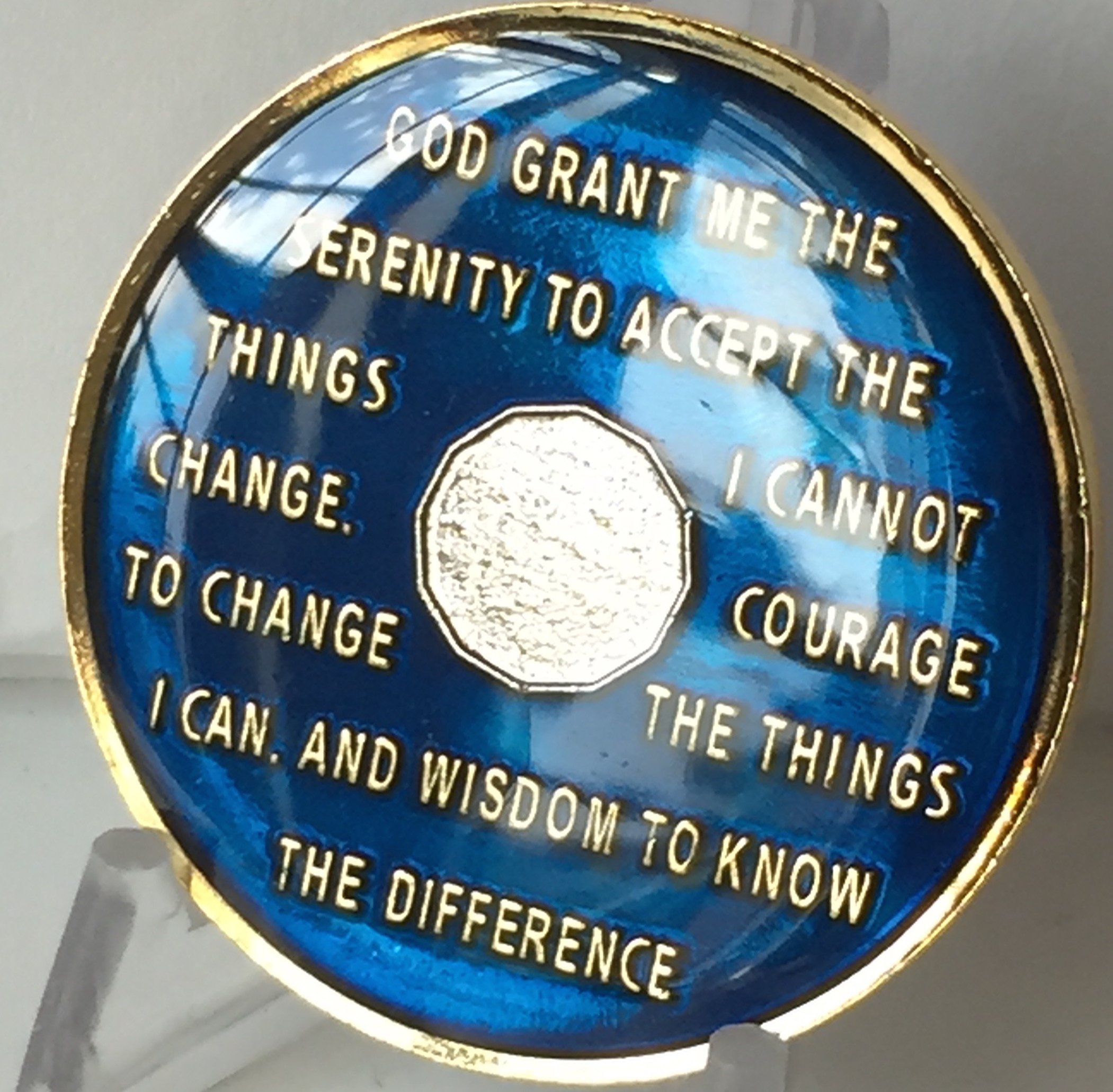 36 Year Midnight Blue AA Alcoholics Anonymous Medallion Chip - Tri-Plate Gold & Nickel Plated - Perfect for Recovery Milestones, Gifts & Support Group Meetings