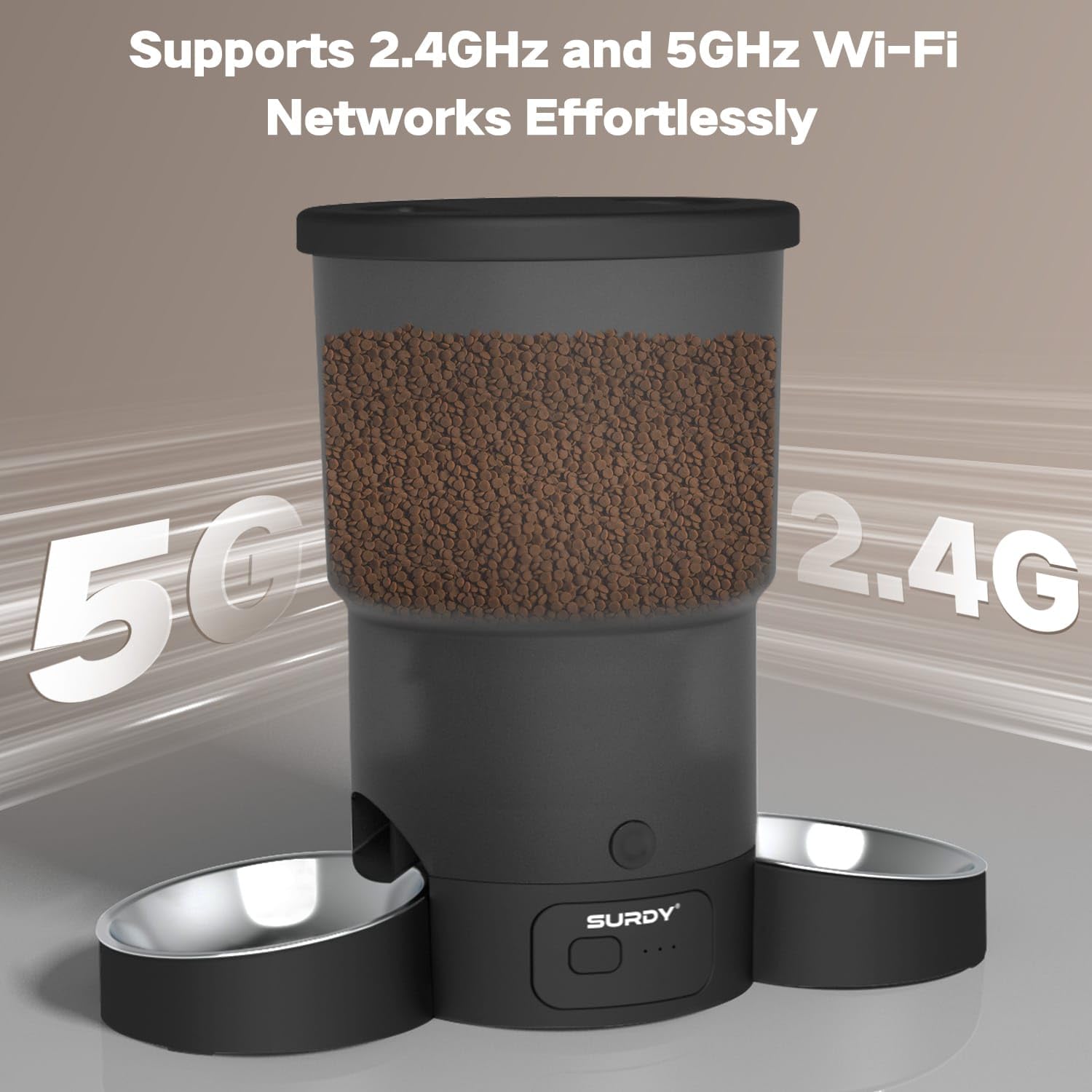 Smart Automatic Cat Feeder with 5G WiFi & App Control - 6L Food Dispenser for 2 Cats, Remote Feeding & Scheduling - Perfect for Travel, Workdays & Multi-Pet Homes