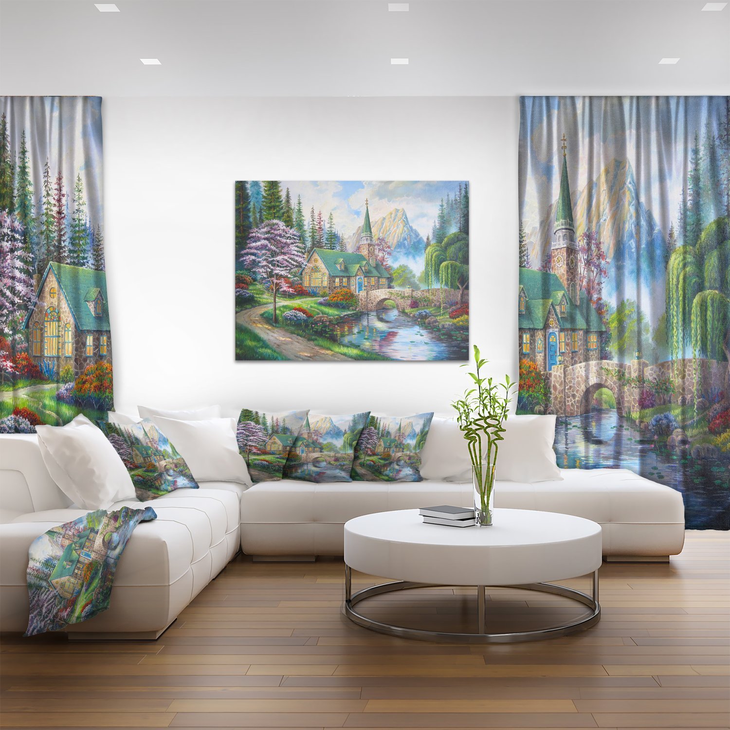 Church in Forest Oil Painting - Handmade Landscape Canvas Art Print for Home & Office Wall Decor - Perfect for Living Room, Bedroom, or Gift