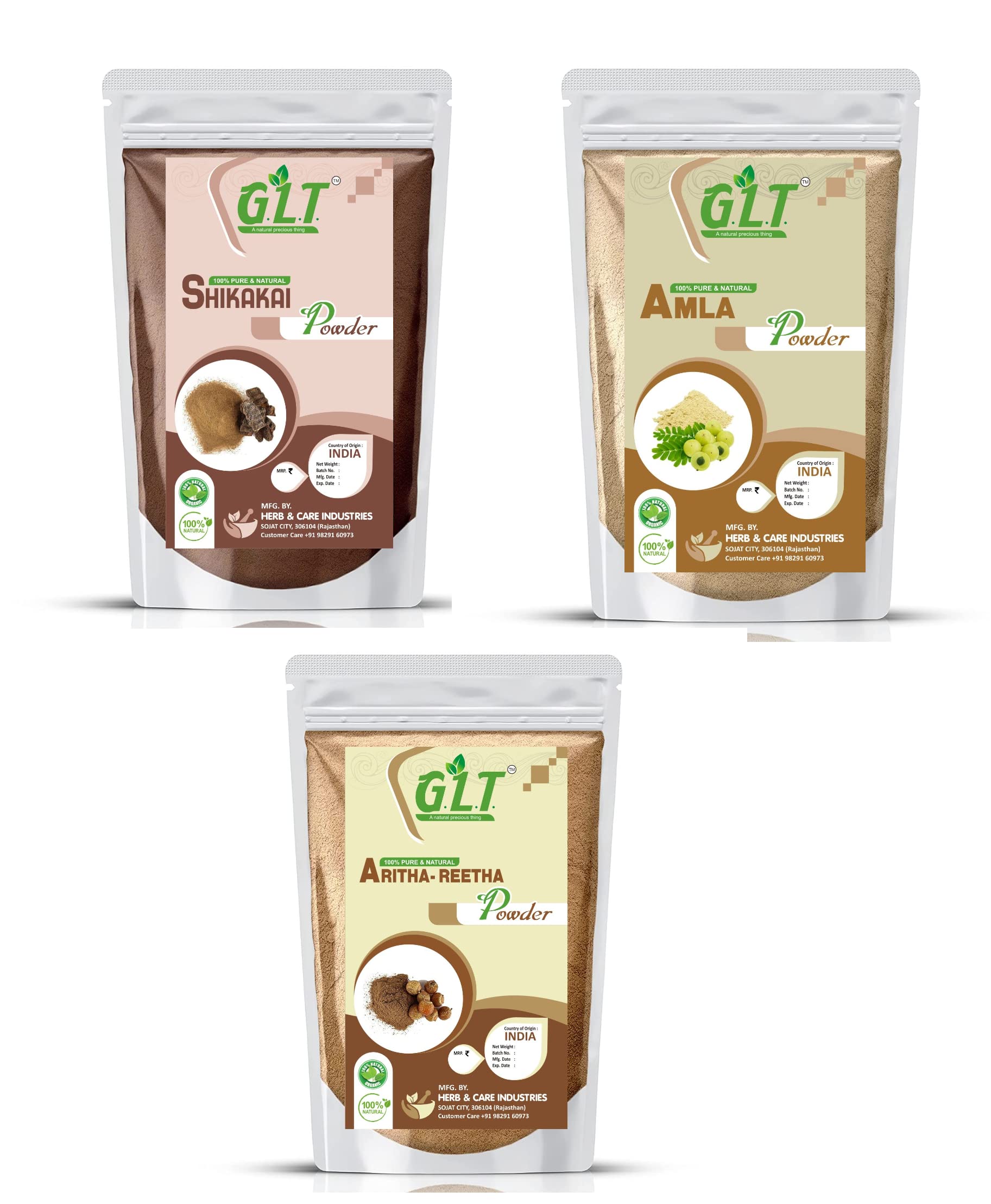 **Organic G.L.T. Amla, Reetha, Shikakai Powder for Hair Growth & Treatment – 150g (50x3 Pack) – Natural Hair Mask for Dry, Damaged Hair & Scalp Care – DIY Ayurvedic Hair Care at Home**