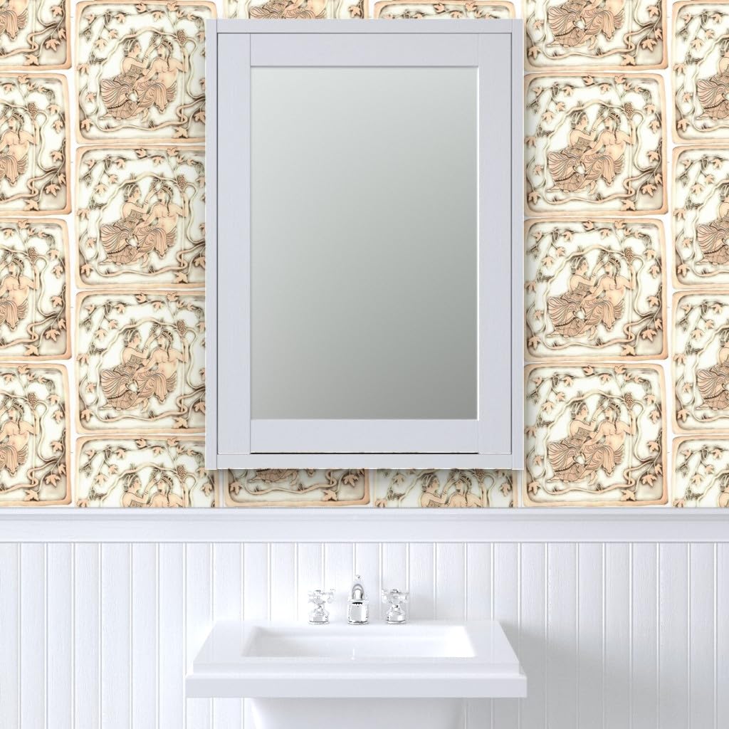 Peel & Stick Wallpaper 9ft x 2ft - Greek Cream Marble Ivory Greece Elegant Historical Mythology Custom Removable Wallpaper | Self-Adhesive Wall Covering for Bedroom, Living Room, Office & Home Decor