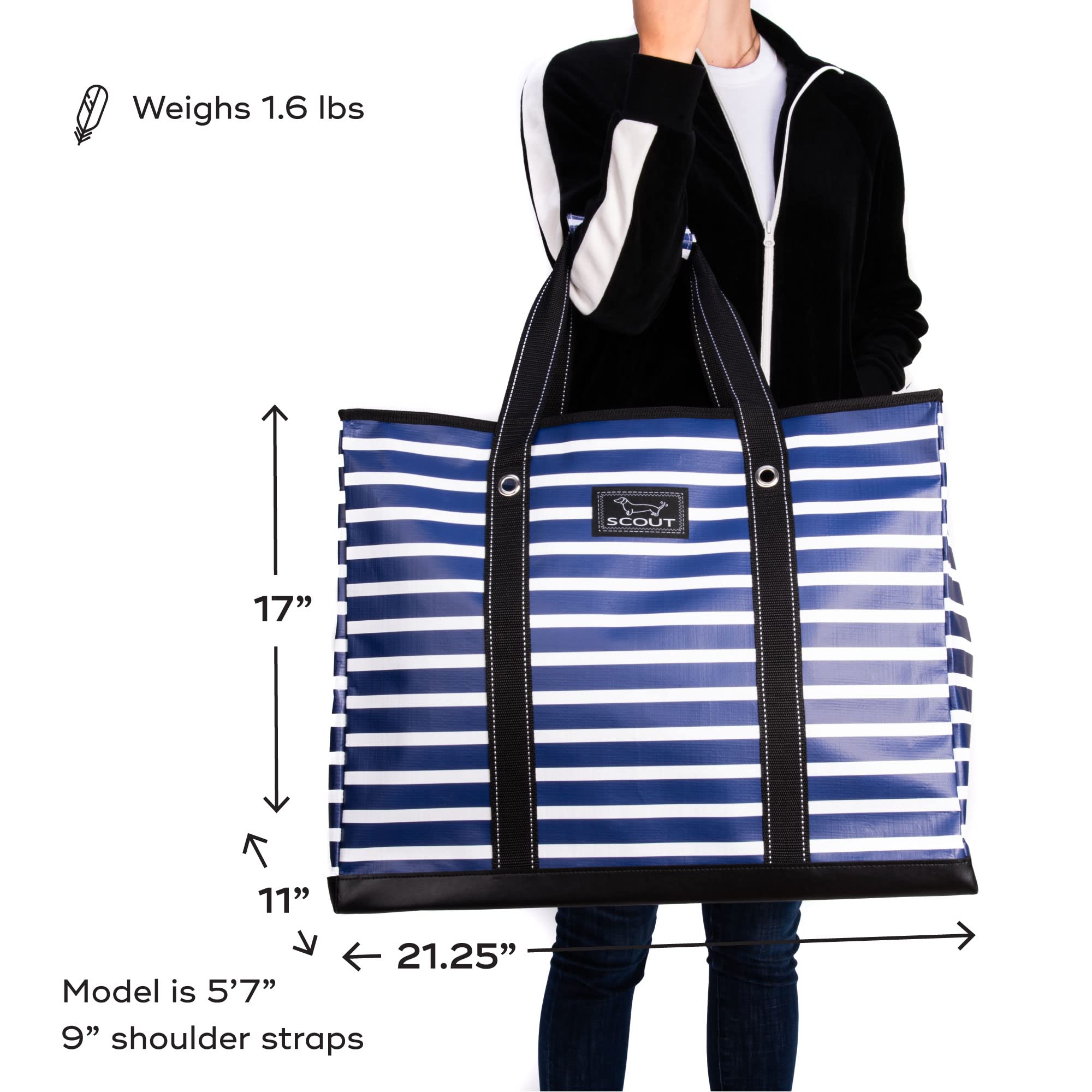 SCOUT 3 Girls' Extra Large Sandproof Utility Tote with Zipper Closure - Durable Beach Bag, Pool Tote & Travel Organizer for Kids | Perfect for Summer Vacations, Swim Lessons & Family Outings