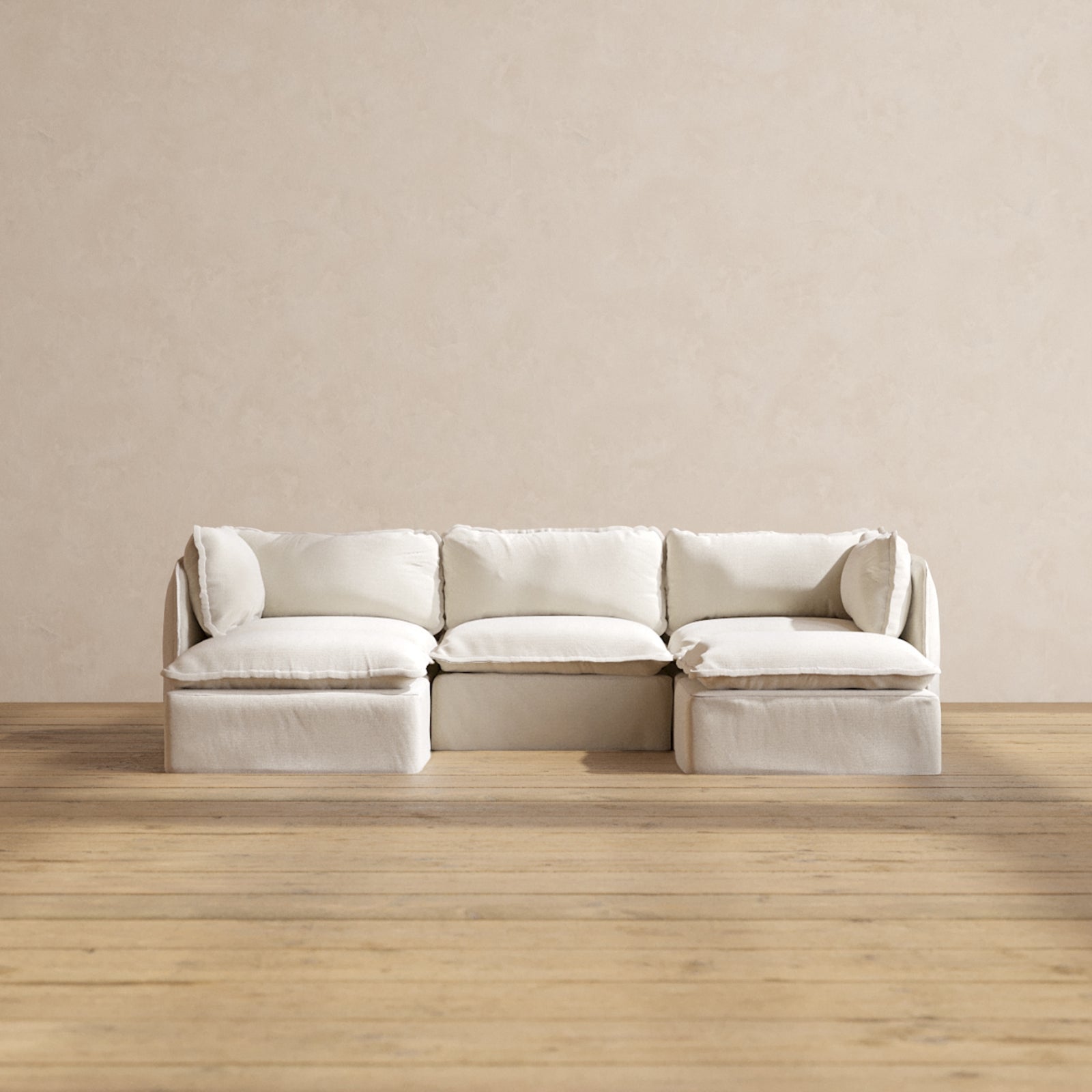 Modular Performance 3-Seater U-Shaped Sectional Sofa in Luxe Fabric - Perfect for Living Room, Family Room & Home Theater Comfort | Deluxe Blend