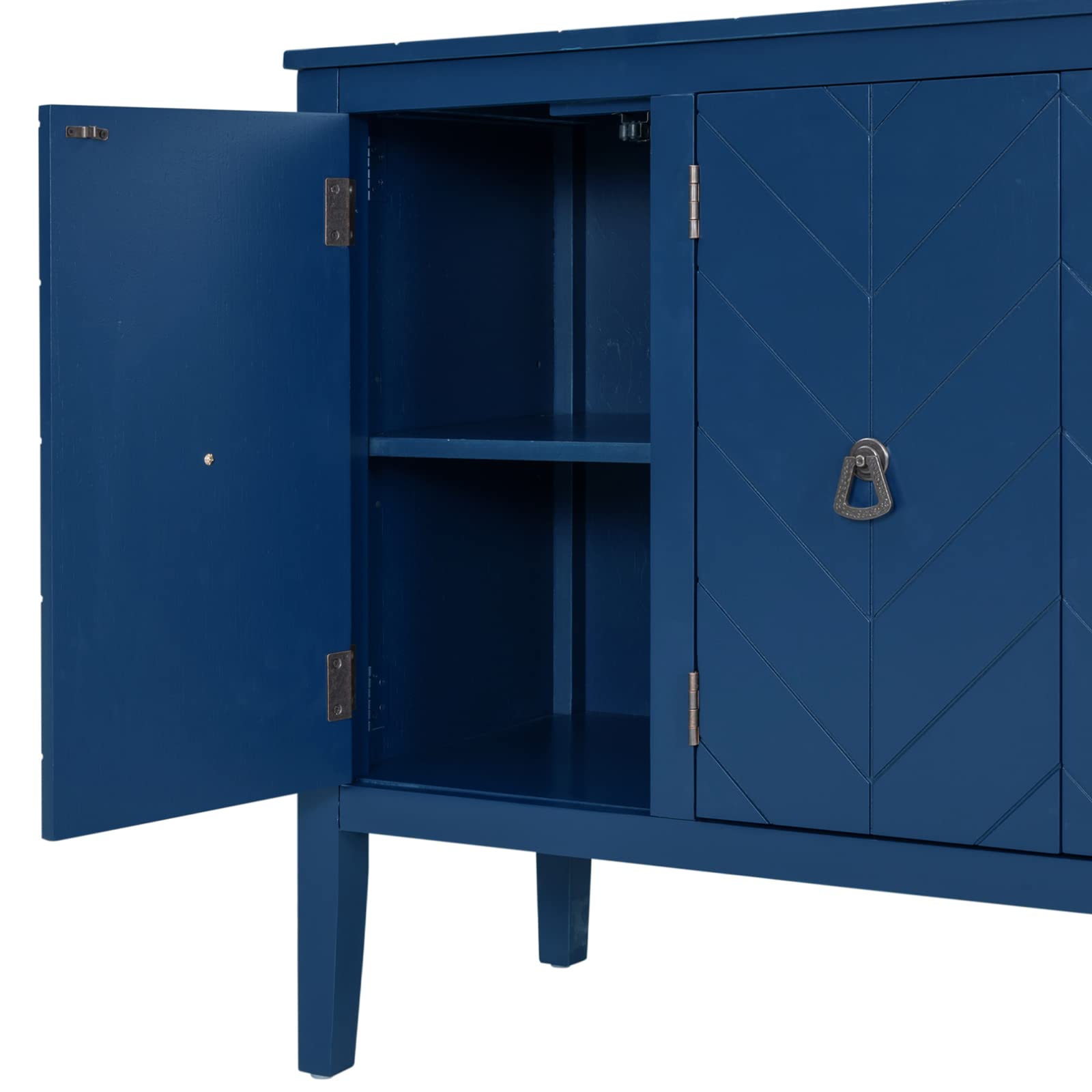 Modern Wooden Storage Sideboard Cabinet with Adjustable Shelf & 3 Antique Doors - Entryway Buffet Cabinet for Kitchen, Hallway, Living Room & Bedroom - Easy Assembly Navy Blue | Perfect for Home Organization & Stylish Decor
