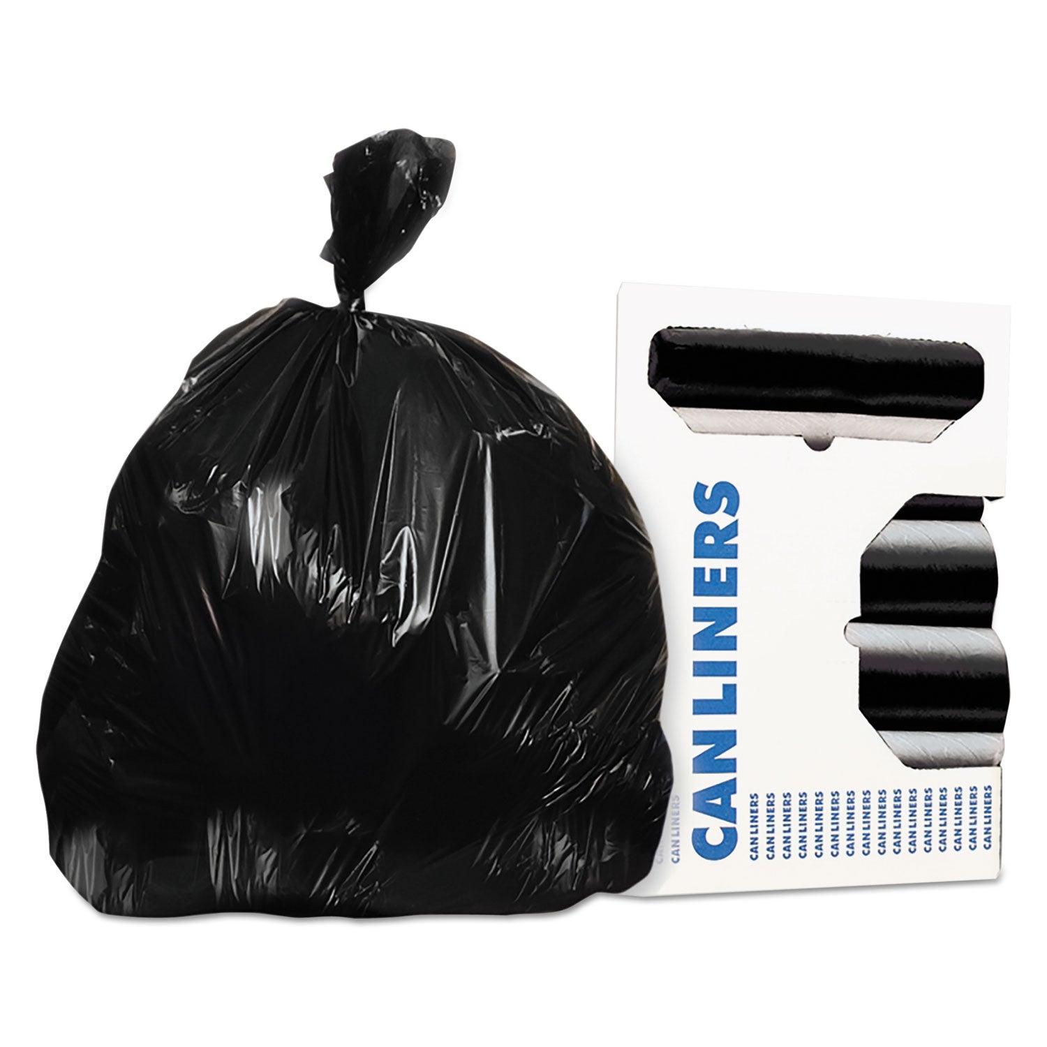 AccuFit® 23 Gallon Linear Low Density Can Liners - 0.9 Mil, 28 x 45 Inches, Black Trash Bags (25 Bags/Roll, 8 Rolls/Carton) - Perfect for Kitchen, Office & Commercial Waste Disposal