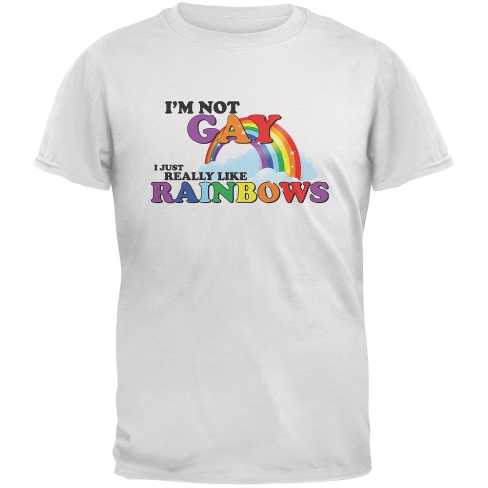 Funny Rainbow T-Shirt for Men - Large Size White Cotton Tee - Perfect for Pride Events, LGBTQ+ Support & Casual Wear
