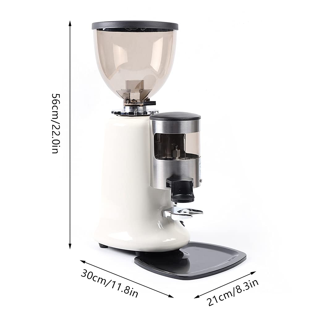 350W Commercial Electric Espresso Coffee Grinder with Flat Burr - 1.2kg Hopper Capacity, 110V Bean Milling Machine (White) - Perfect for Cafes, Restaurants & Home Baristas