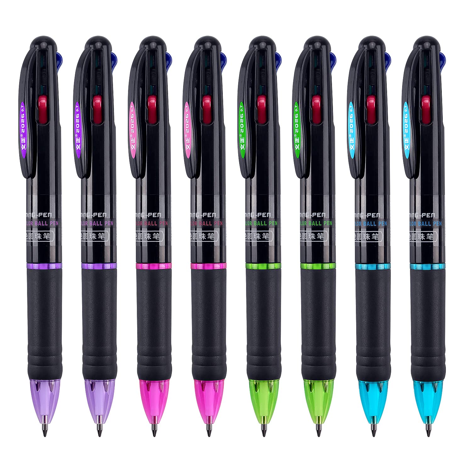 4 Pack Multicolor Ballpoint Pens - 4-in-1 Retractable 0.7mm Colored Pens for Office, School & Students | Perfect Gift for Writing, Note Taking & Journaling