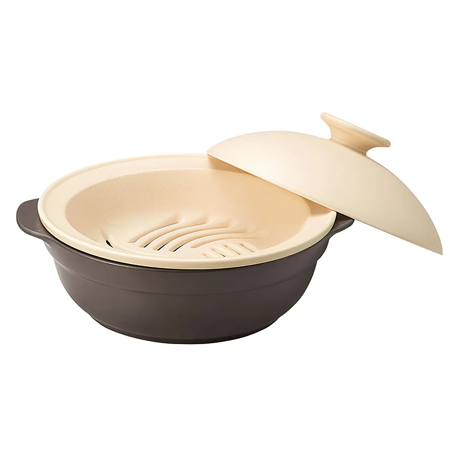 Premium Karl Ceramic Induction Donabe Casserole Pot with Steamer Insert - Japanese Clay Pot for Hot Pot, Steaming & Slow Cooking - Perfect for Home Dining & Family Gatherings