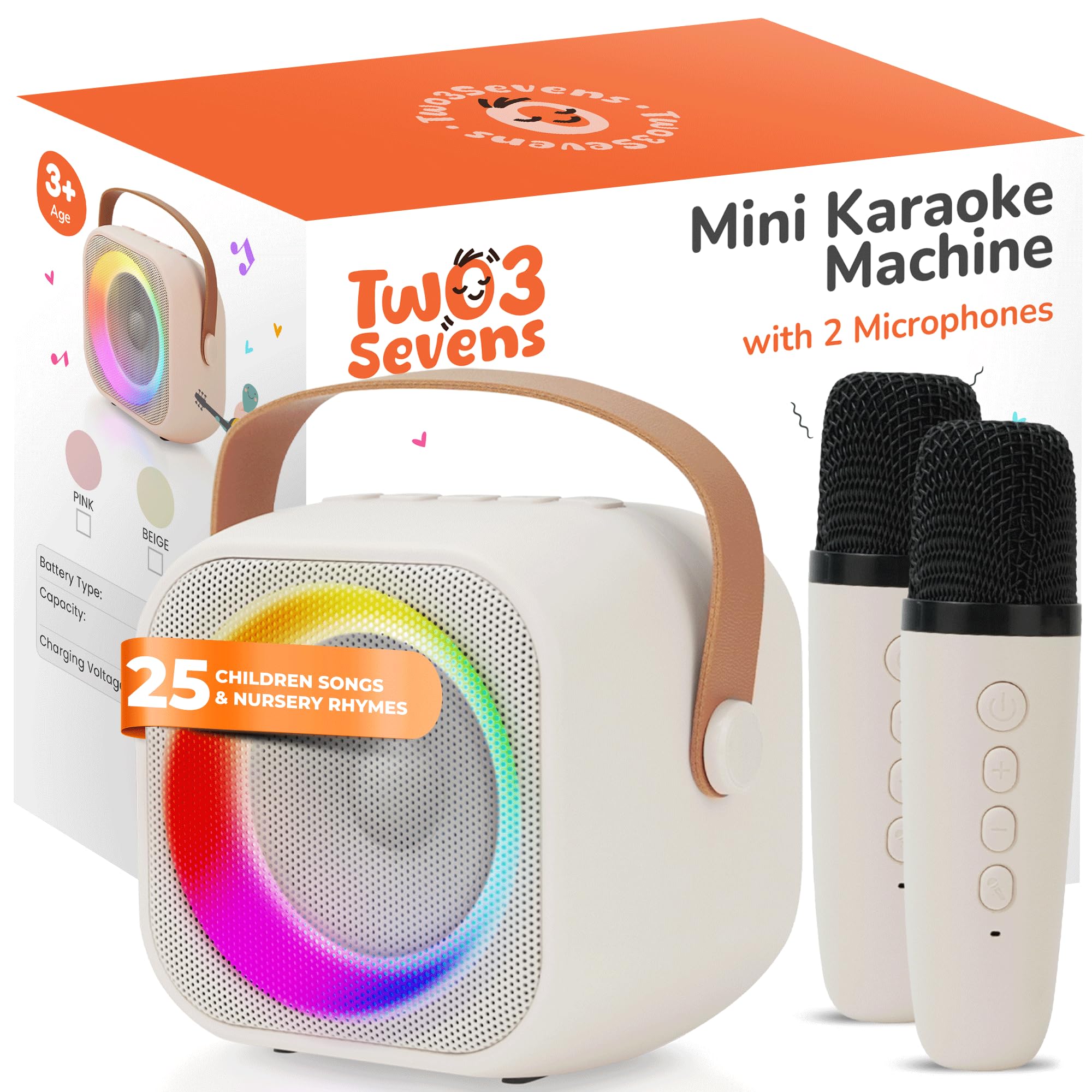 Portable Kids Karaoke Machine with Bluetooth - 25 Built-in Children's Songs, 2 Wireless Microphones - Perfect Birthday & Easter Gift for Toddlers Ages 2-5 | Home Entertainment, Party Fun & Singing Practice