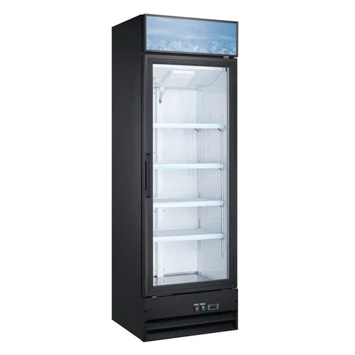 Commercial Glass Door Refrigerator - Coldline G15 B 26 Single Swing Door Merchandiser (Black) | Perfect for Restaurants, Cafes, and Retail Stores